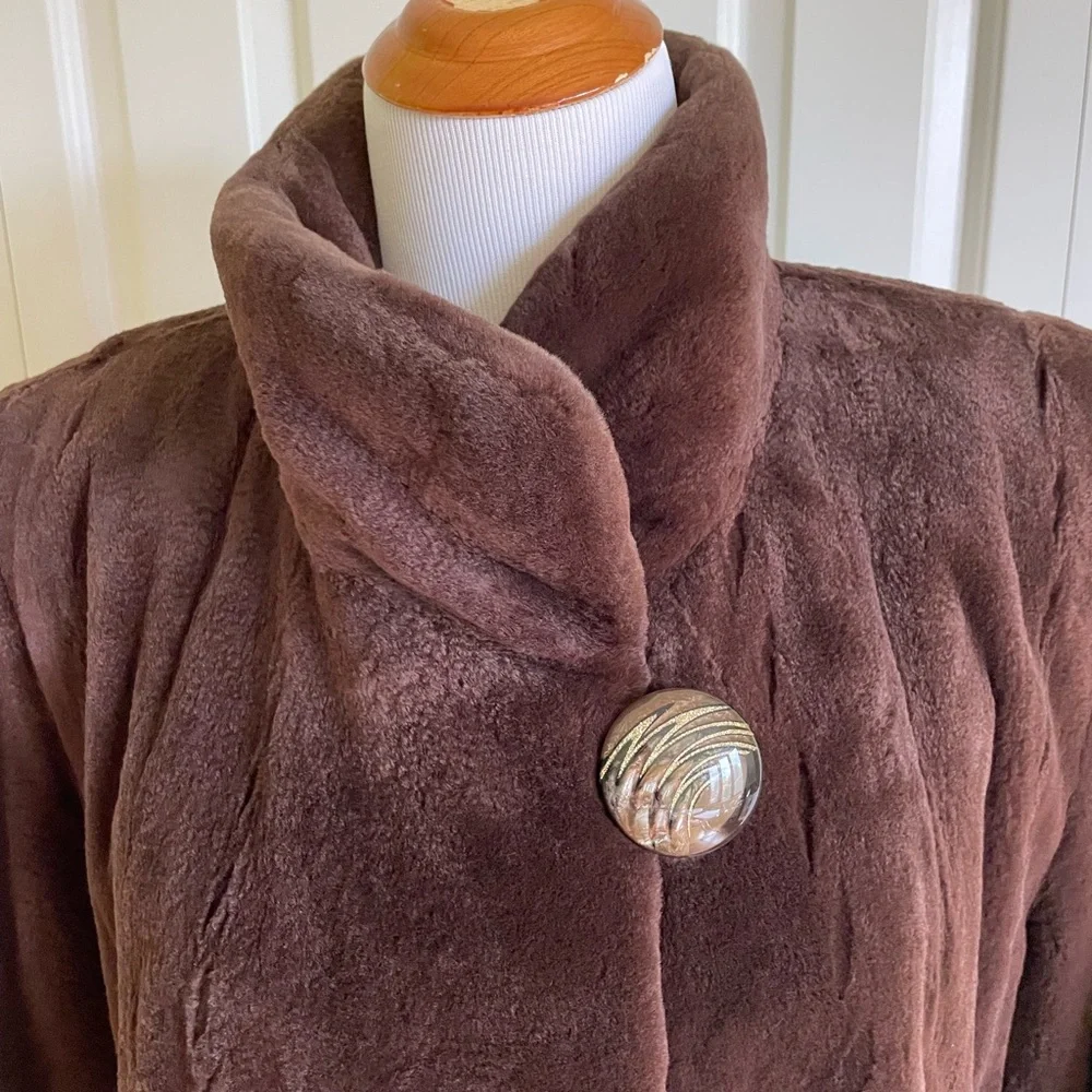 SAGA MINK Sheared Dark Brown Mink Long Coat XL Mint 💥 - Picture 7 of 11